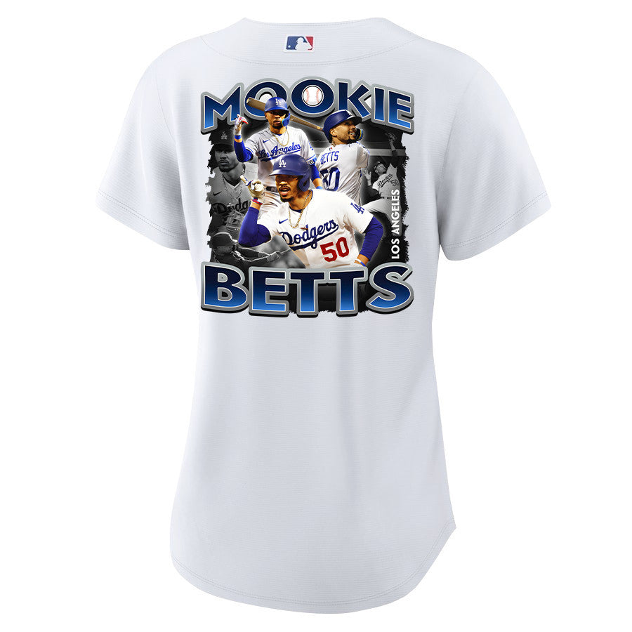 Mookie Betts 50 Los Angeles Dodgers Posture 2023 Home Player Women Jersey - White
