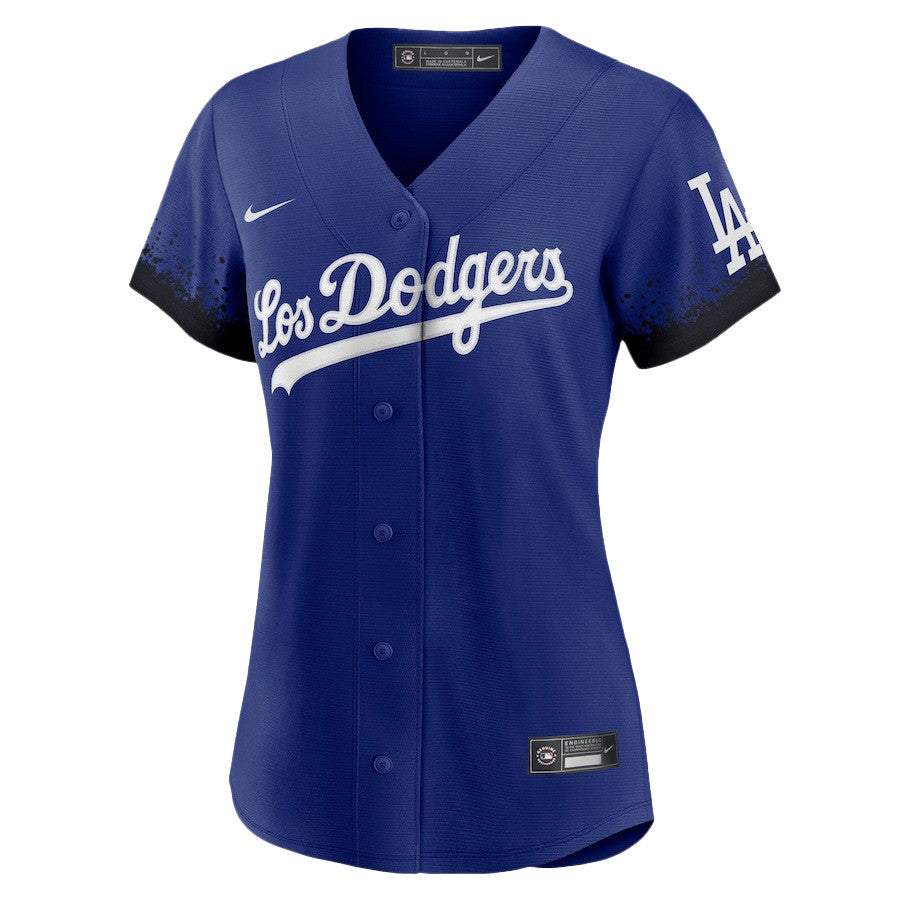 Mookie Betts 50 Los Angeles Dodgers Signed Cartoon 2023 City Connect Player Women Jersey - Royal