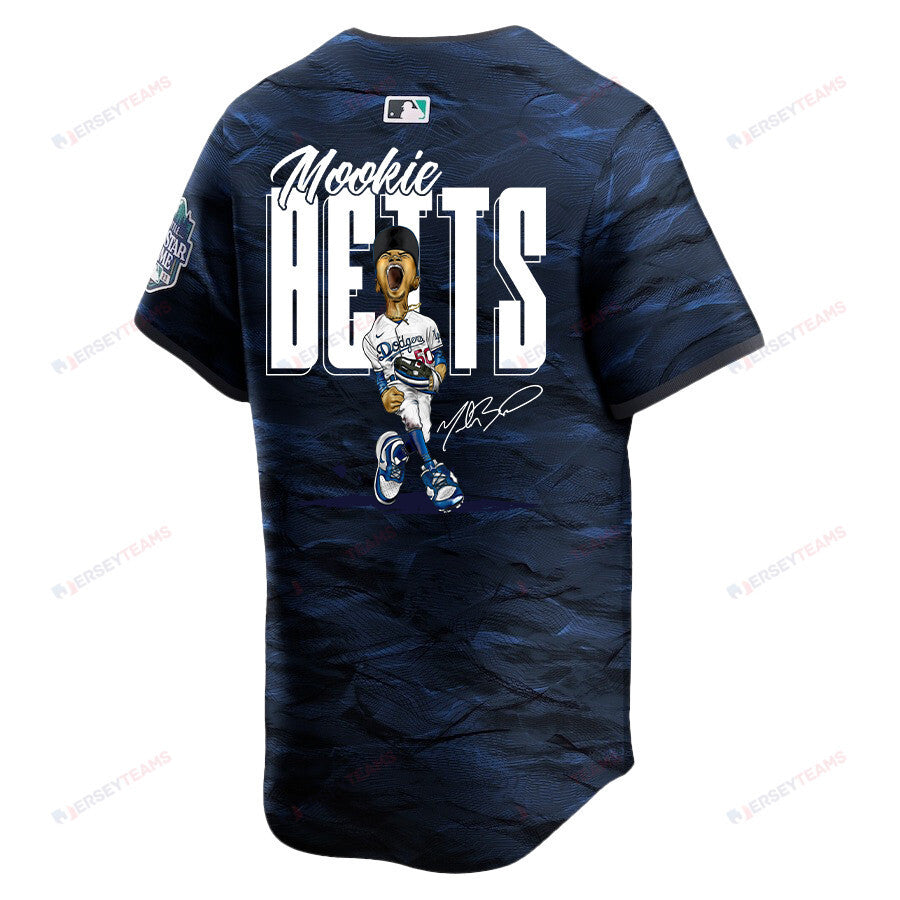 Mookie Betts 50 Los Angeles Dodgers Signed Cartoon 2023 All-Star Game Limited Player Men Jersey - Royal