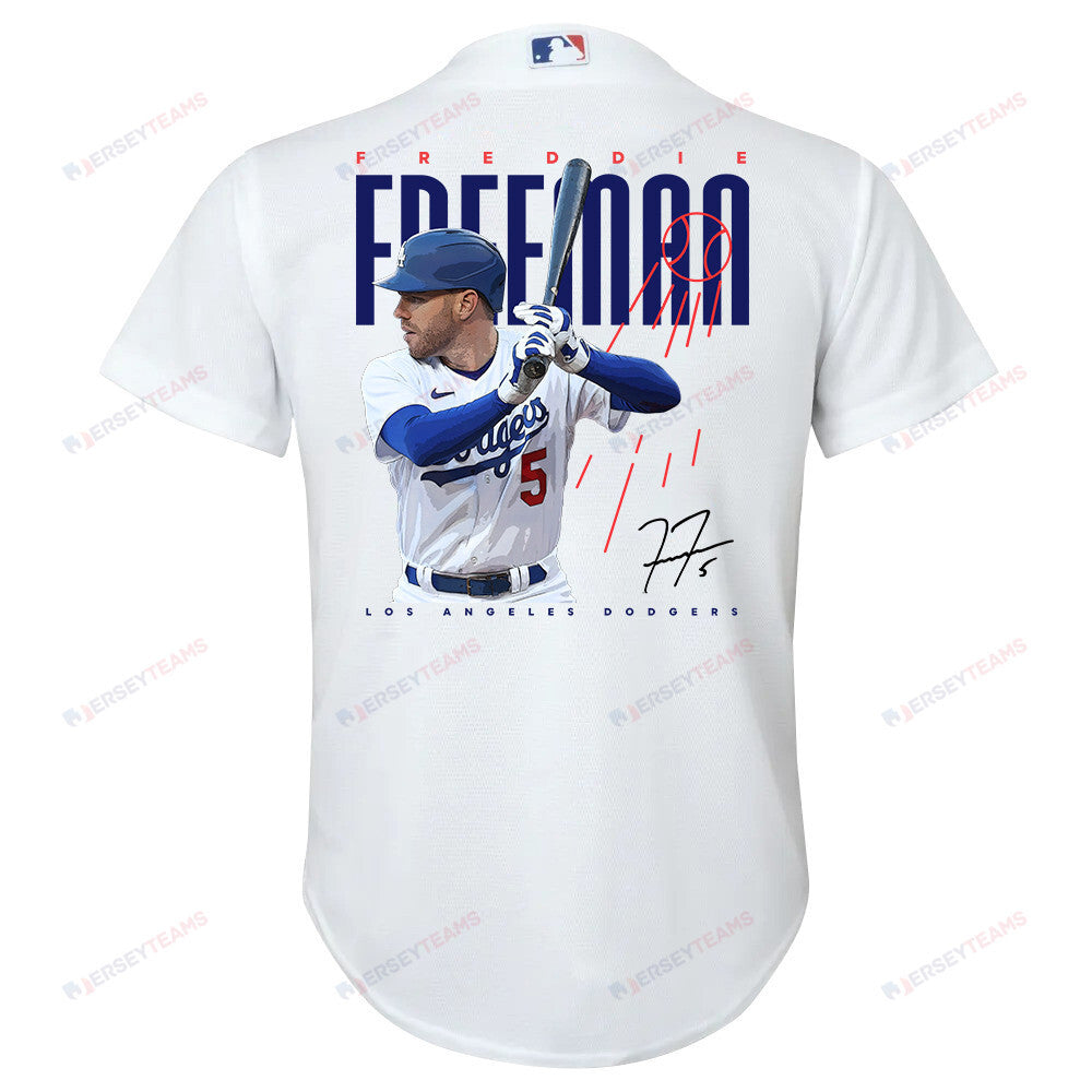 Freddie Freeman 5 Los Angeles Dodgers Signed Logo 2023 Home Player YOUTH Jersey - White