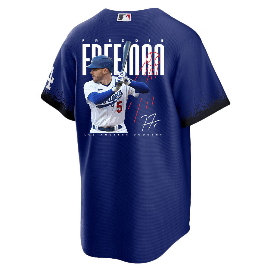 Freddie Freeman 5 Los Angeles Dodgers Signed Logo 2023 City Connect Player Men Jersey - Royal