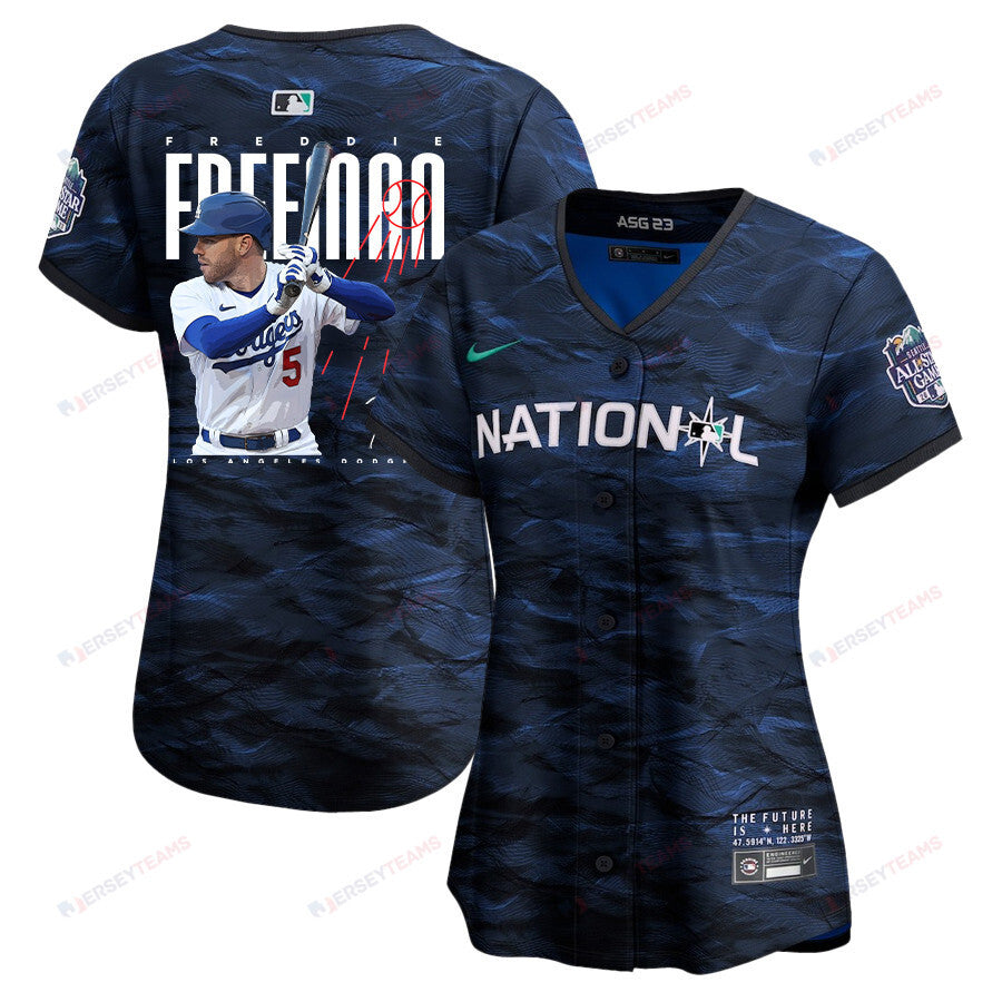 Freddie Freeman 5 Los Angeles Dodgers Signed Logo 2023 All-Star Game Limited Player Women Jersey - Royal