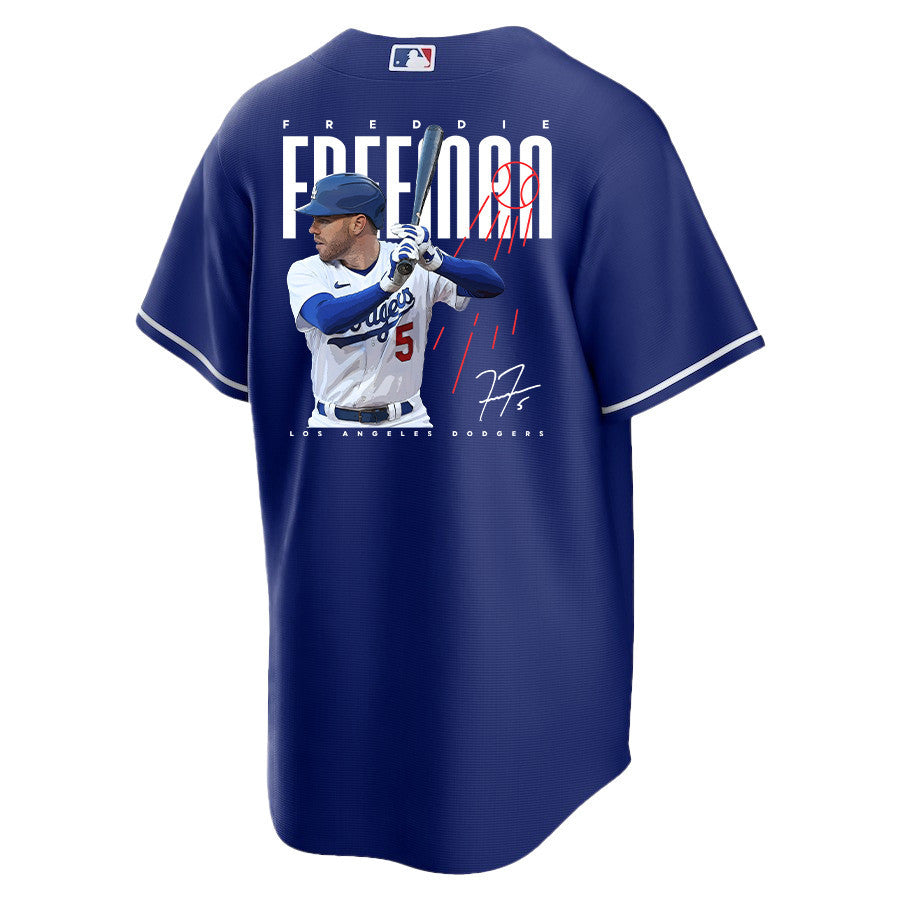 Freddie Freeman 5 Los Angeles Dodgers Signed Logo 2023 Alternate Player Men Jersey - Royal