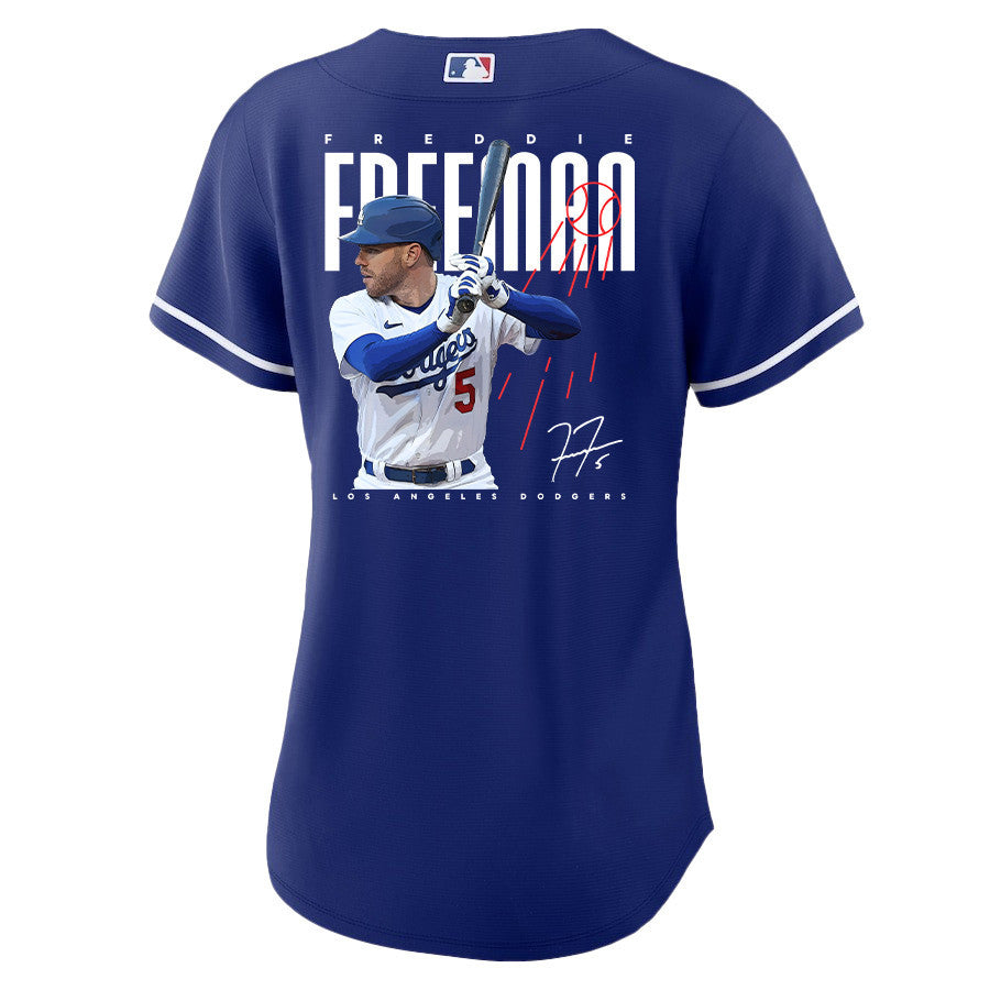 Freddie Freeman 5 Los Angeles Dodgers Signed Logo 2023 Alternate Player Women Jersey - Royal