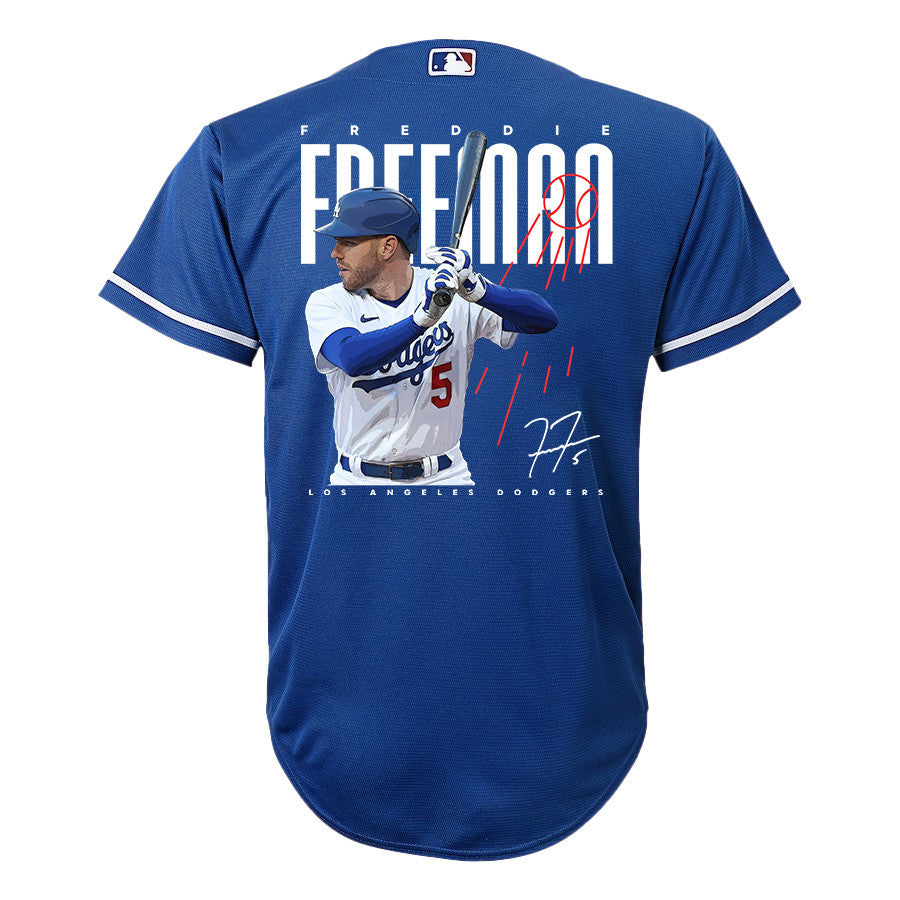 Freddie Freeman 5 Los Angeles Dodgers Signed Logo 2023 Alternate Player YOUTH Jersey - Royal