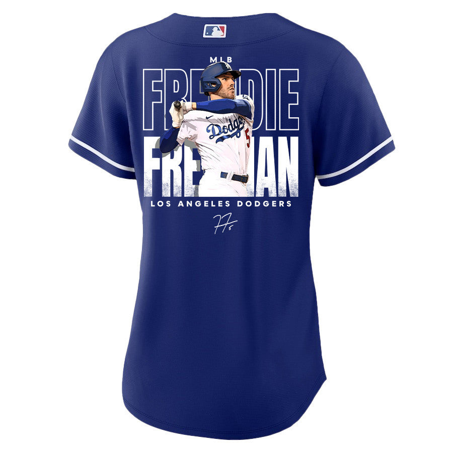Freddie Freeman 5 Los Angeles Dodgers Signed Home Run 2023 Alternate Player Women Jersey - Royal
