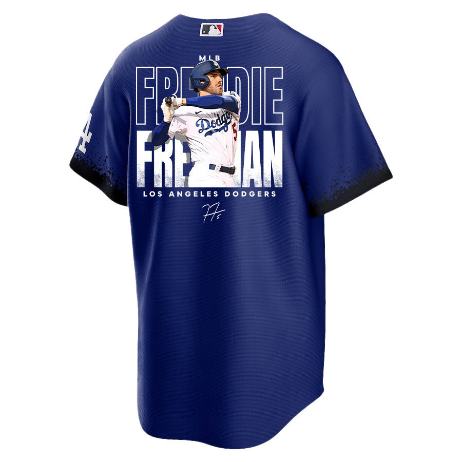 Freddie Freeman 5 Los Angeles Dodgers Signed Home Run 2023 City Connect Player Men Jersey - Royal