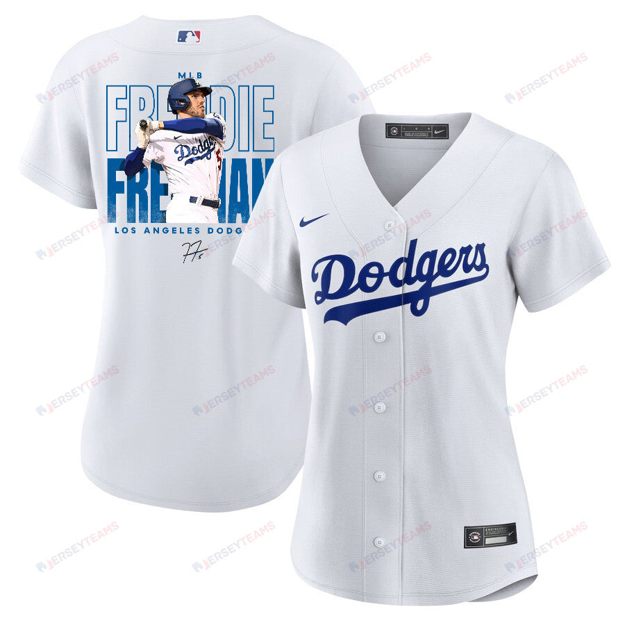 Freddie Freeman 5 Los Angeles Dodgers Signed Home Run 2023 Home Player Women Jersey - White