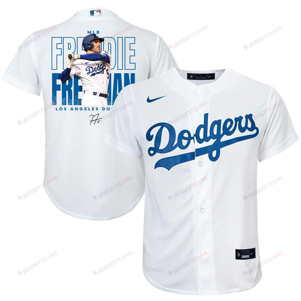 Freddie Freeman 5 Los Angeles Dodgers Signed Home Run 2023 Home Player YOUTH Jersey - White