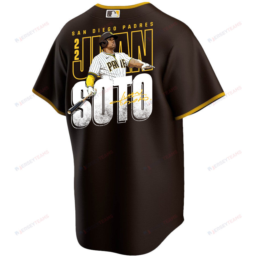 Juan Soto 22 San Diego Padres Signed Posture 2023 Alternate Player Men Jersey - Brown
