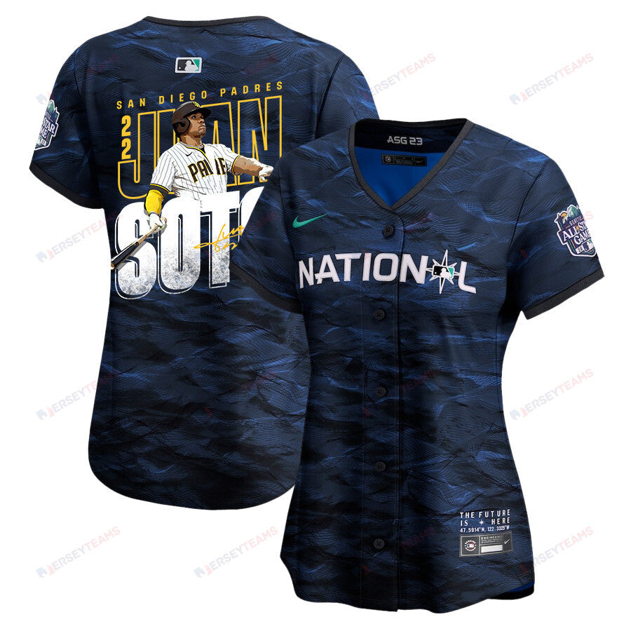 Juan Soto 22 San Diego Padres Signed Posture 2023 All-Star Game Limited Player Women Jersey - Royal