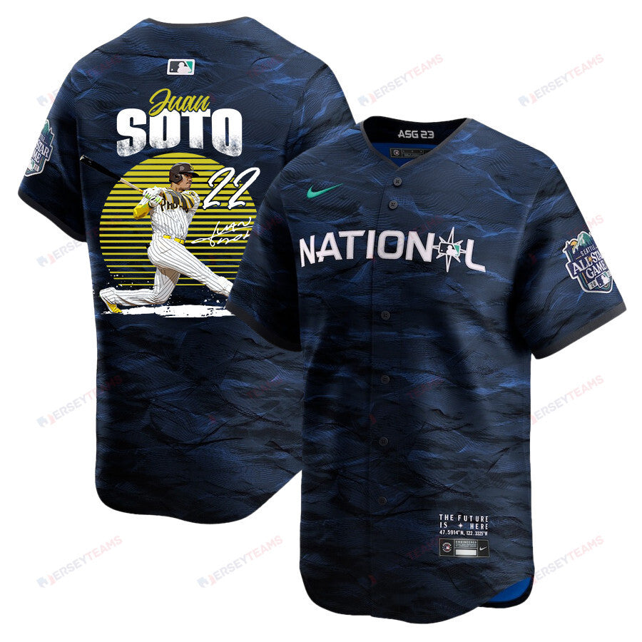 Juan Soto 22 San Diego Padres Signed Hit 2023 All-Star Game Limited Player Men Jersey - Royal
