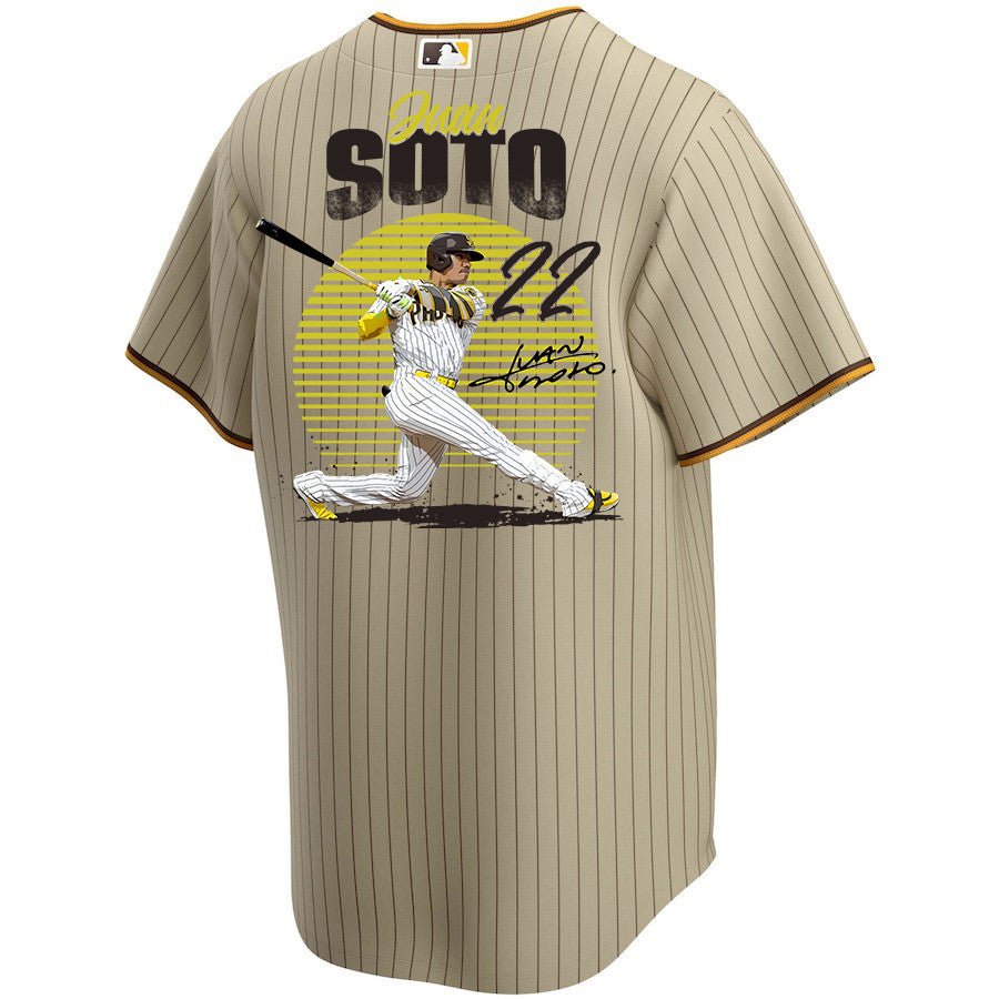 Juan Soto 22 San Diego Padres Signed Hit 2023 Alternate Player Men Jersey - Tan