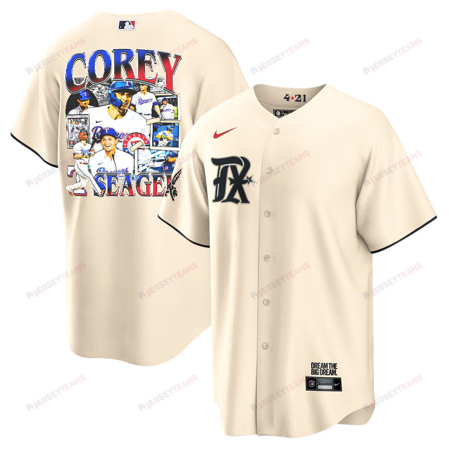 Corey Seager 5 Texas Rangers Journey 2023 City Connect Player Men Jersey - Cream