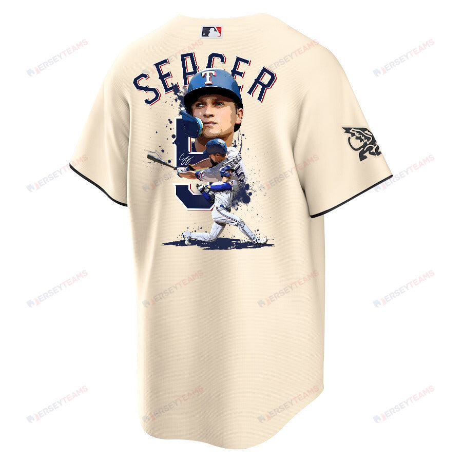 Corey Seager 5 Texas Rangers Signed Posture 2023 City Connect Player Men Jersey - Cream