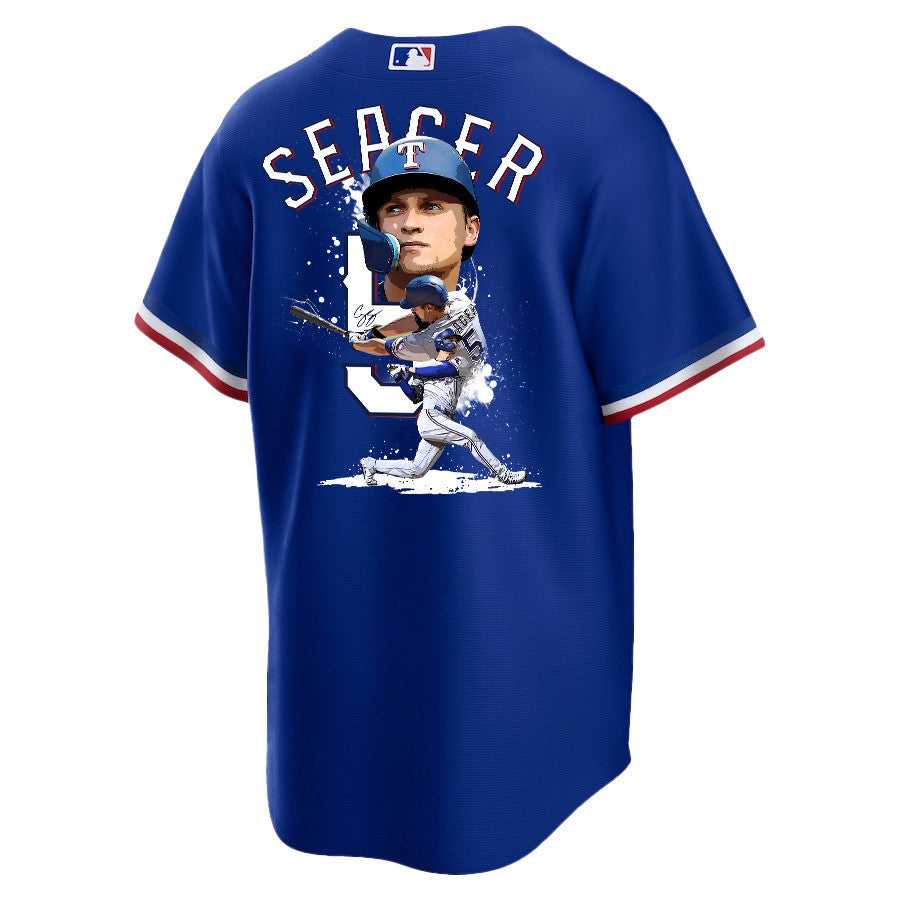 Corey Seager 5 Texas Rangers Signed Posture 2023 Alternate Player Men Jersey - Royal