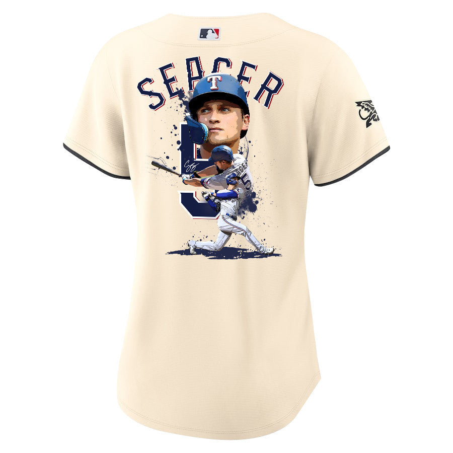 Corey Seager 5 Texas Rangers Signed Posture 2023 City Connect Player Women Jersey - Cream