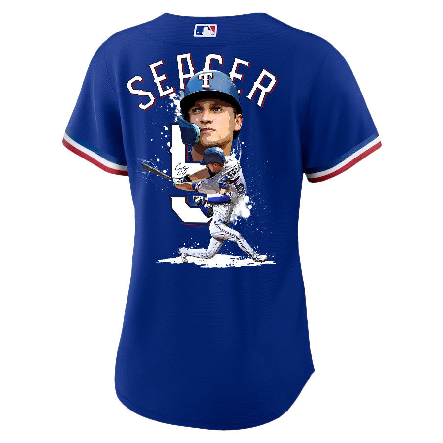 Corey Seager 5 Texas Rangers Signed Posture 2023 Alternate Player Women Jersey - Royal