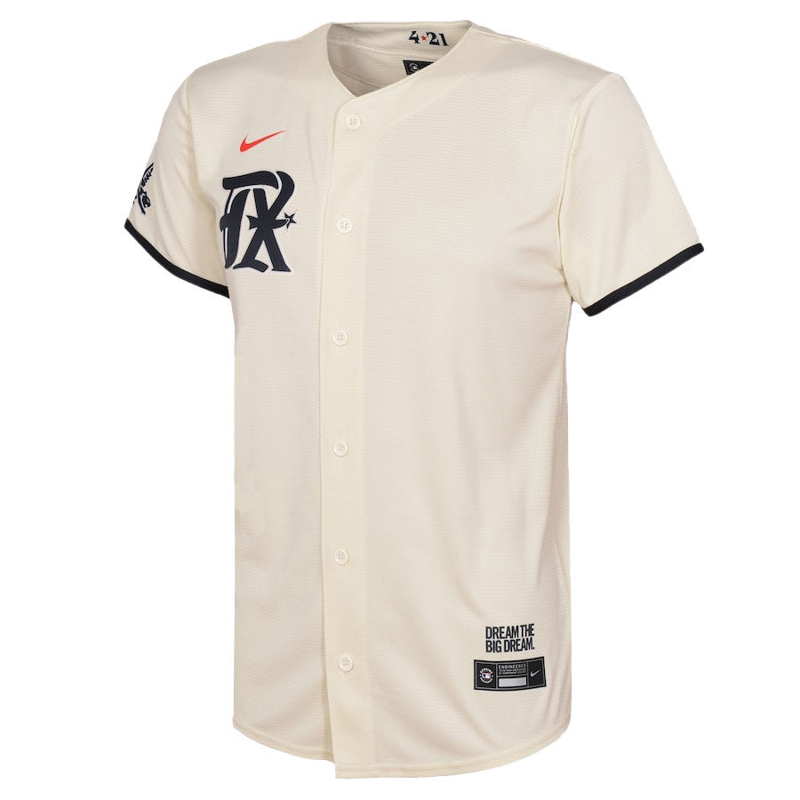 Corey Seager 5 Texas Rangers Signed Posture 2023 City Connect Player YOUTH Jersey - Cream