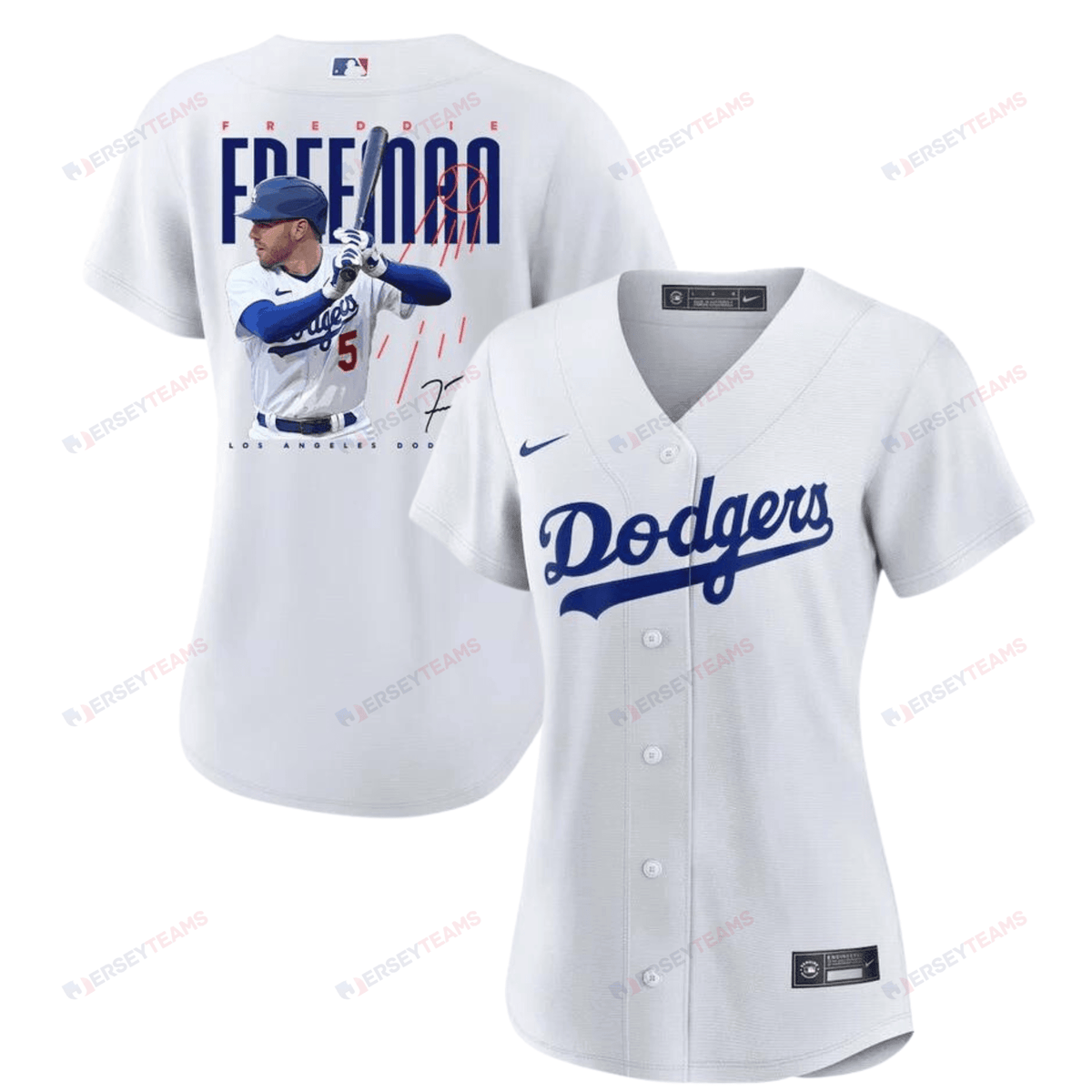 Freddie Freeman 5 Los Angeles Dodgers Signed Logo 2023 Home Player Women Jersey - White