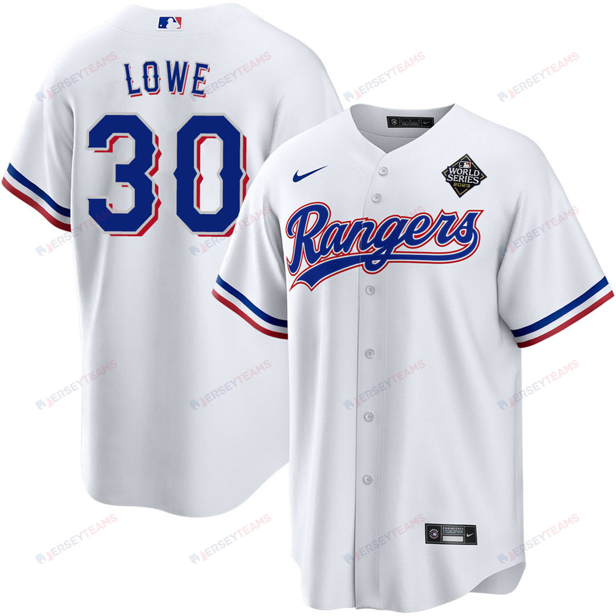 Nathaniel Lowe 30 Texas Rangers 2023 World Series Stitched Baseball Jersey - White