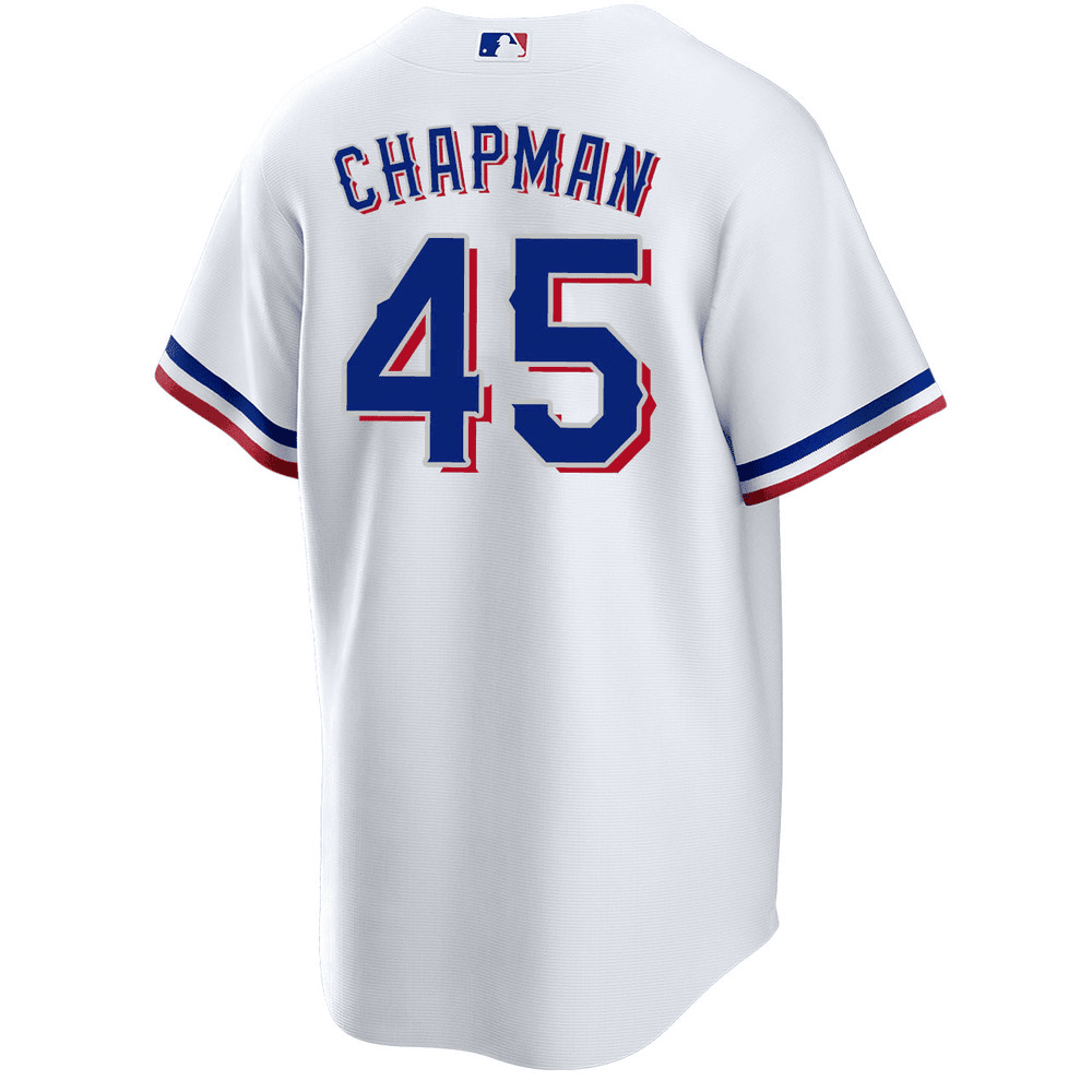 Aroldis Chapman 45 Texas Rangers 2023 World Series Stitched Baseball Jersey - White