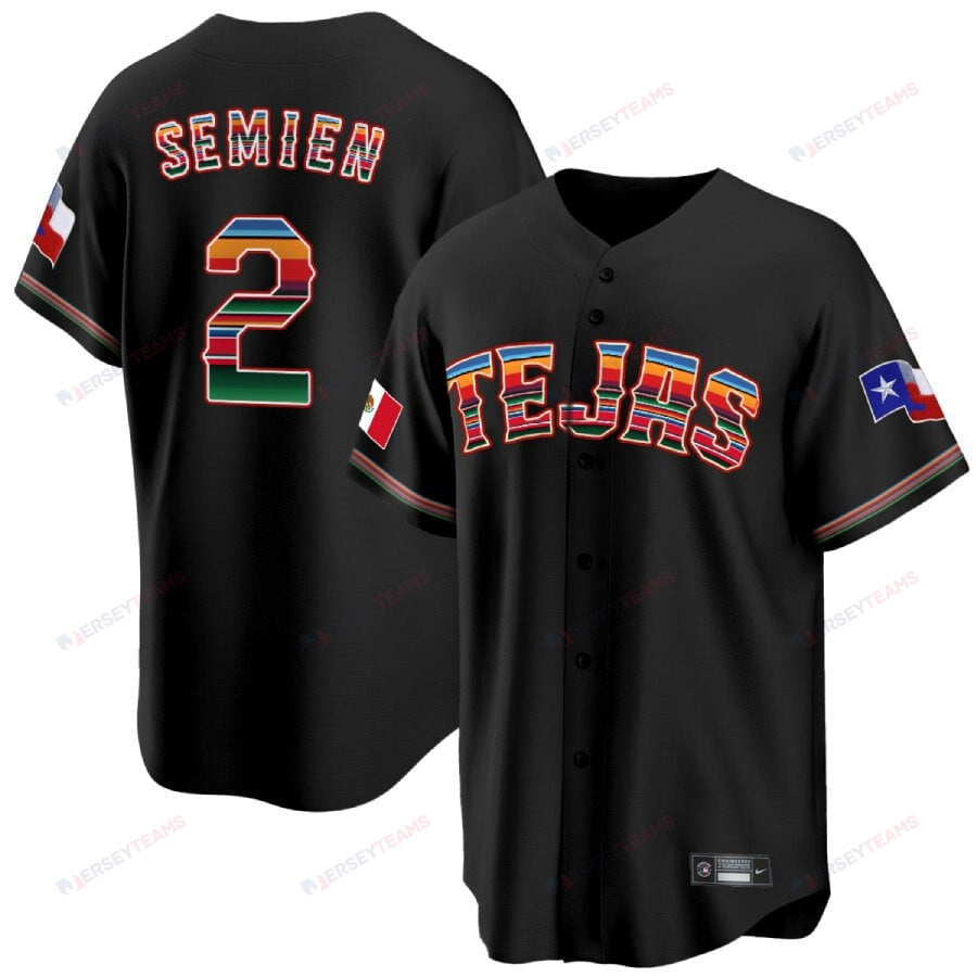 Marcus Semien 2 Texas Rangers Mexican Collection Baseball Men Jersey - Black