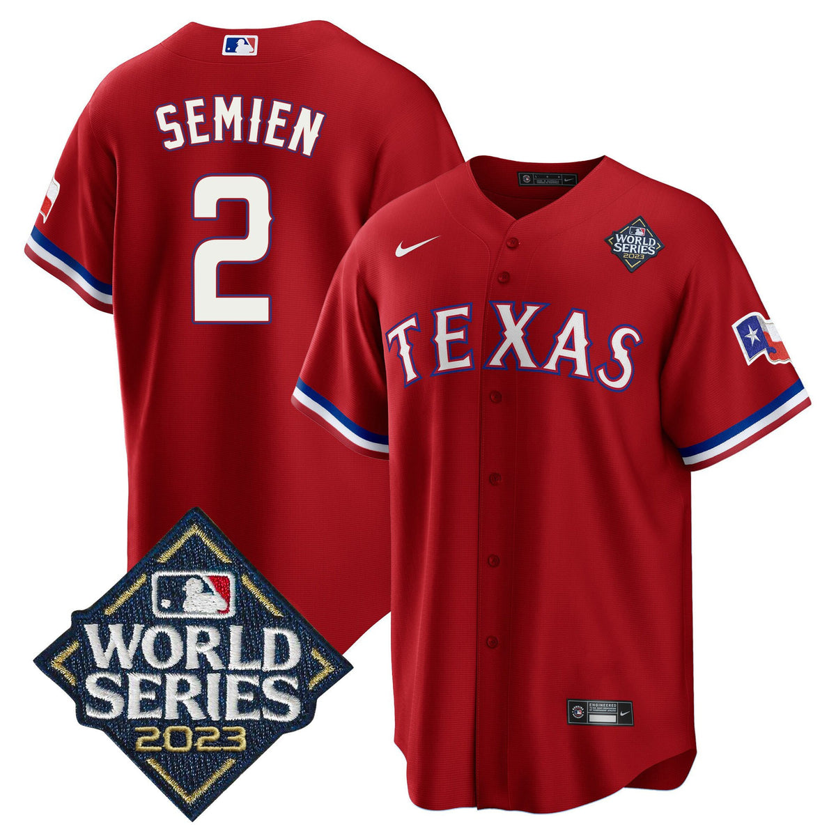 Marcus Semien 2 Texas Rangers 2023 World Series Stitched Baseball Jersey - Red