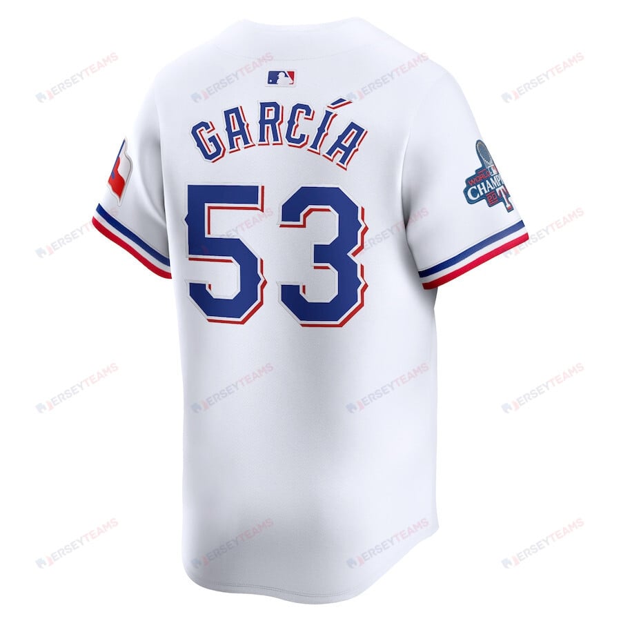 Adolis García 53 Texas Rangers Home 2023 World Series Champions Limited Men Jersey - White