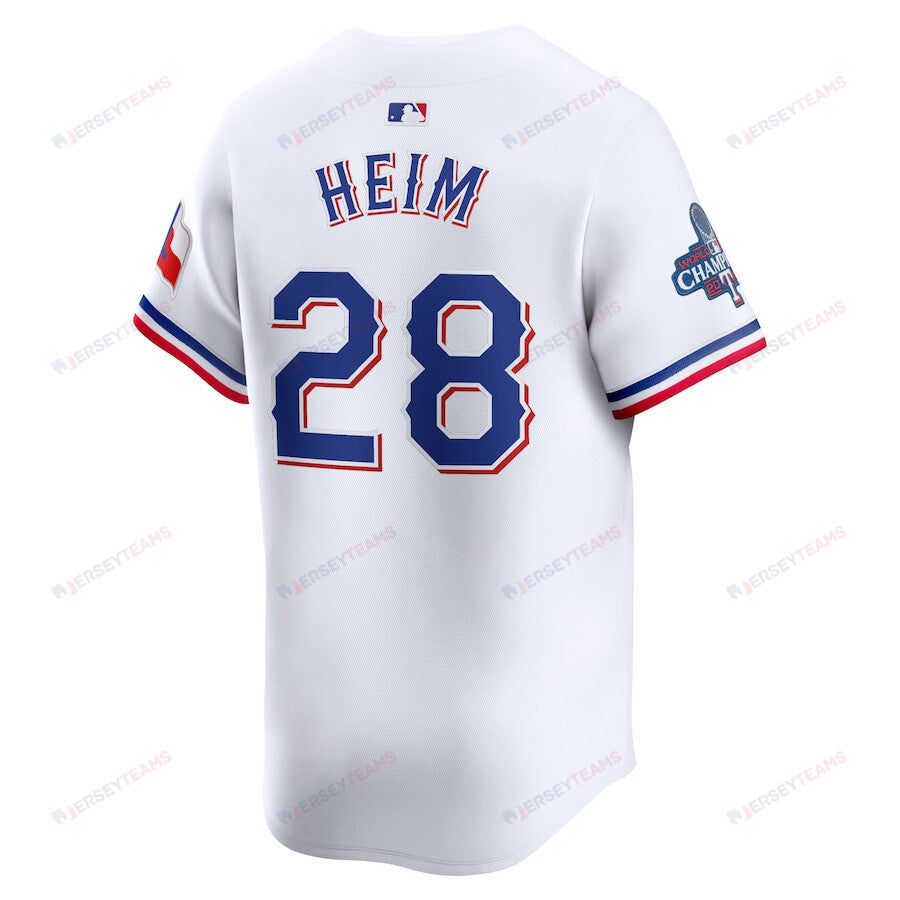 Jonah Heim 28 Texas Rangers Home 2023 World Series Champions Limited Men Jersey - White