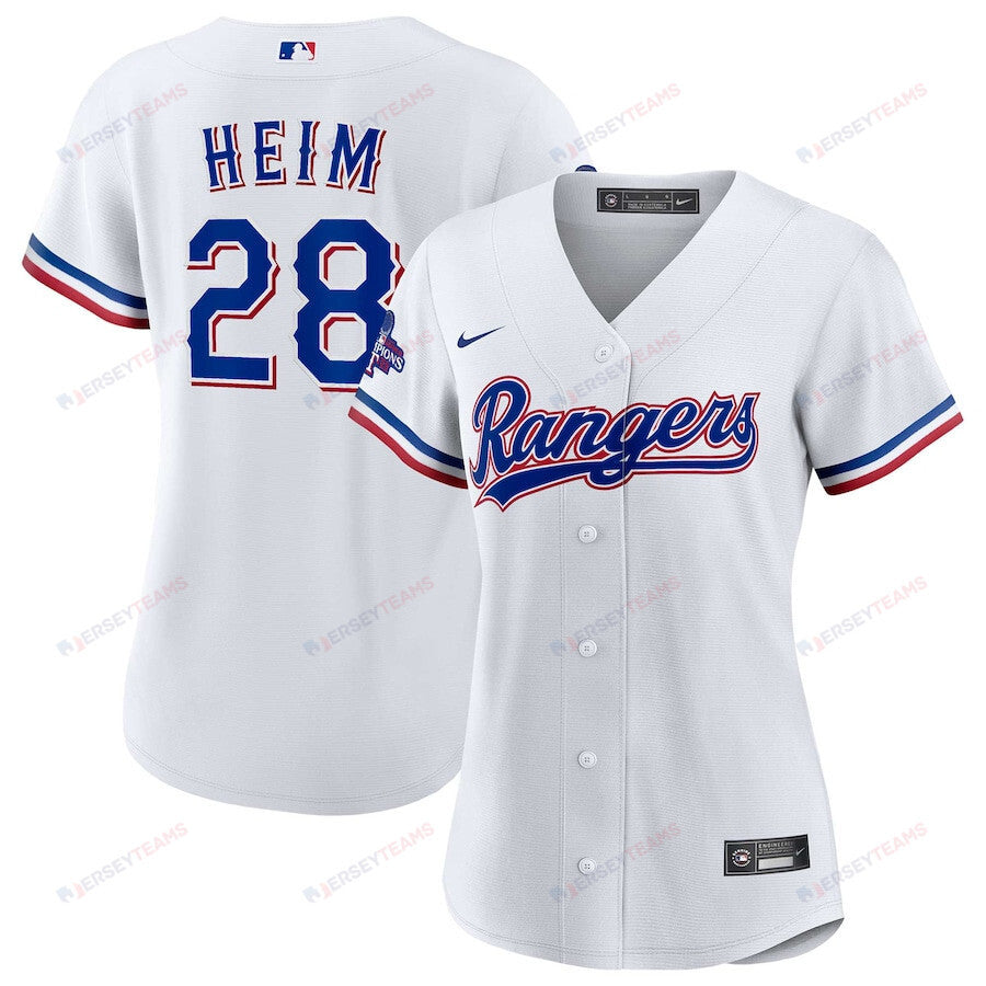 Jonah Heim 28 Texas Rangers Home 2023 World Series Champions Women Jersey - White