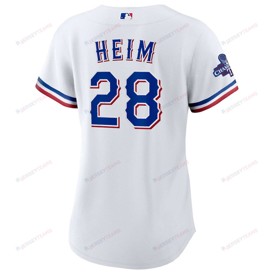 Jonah Heim 28 Texas Rangers Home 2023 World Series Champions Women Jersey - White