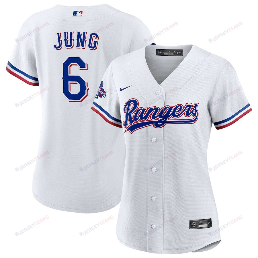 Josh Jung 6 Texas Rangers Home 2023 World Series Champions Women Jersey - White
