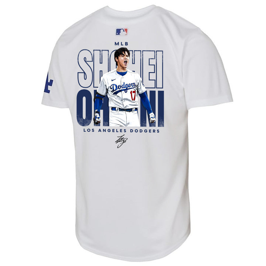 Shohei Ohtani 17 Los Angeles Dodgers Signed ShoTime 2023 Youth Home Jersey - White