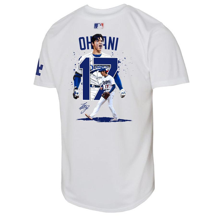 Shohei Ohtani 17 Los Angeles Dodgers Signed Number 2023 Youth Home Jersey - White