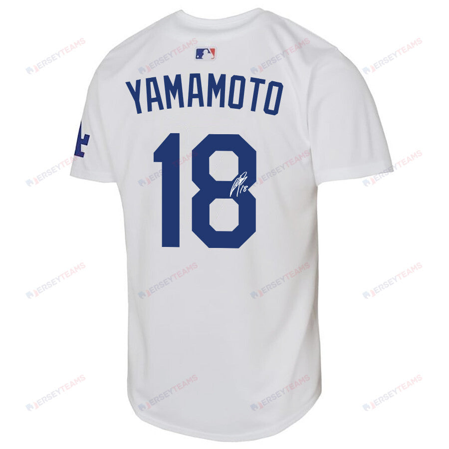 Yoshinobu Yamamoto 18 Signed Los Angeles Dodgers YOUTH Home Jersey - White