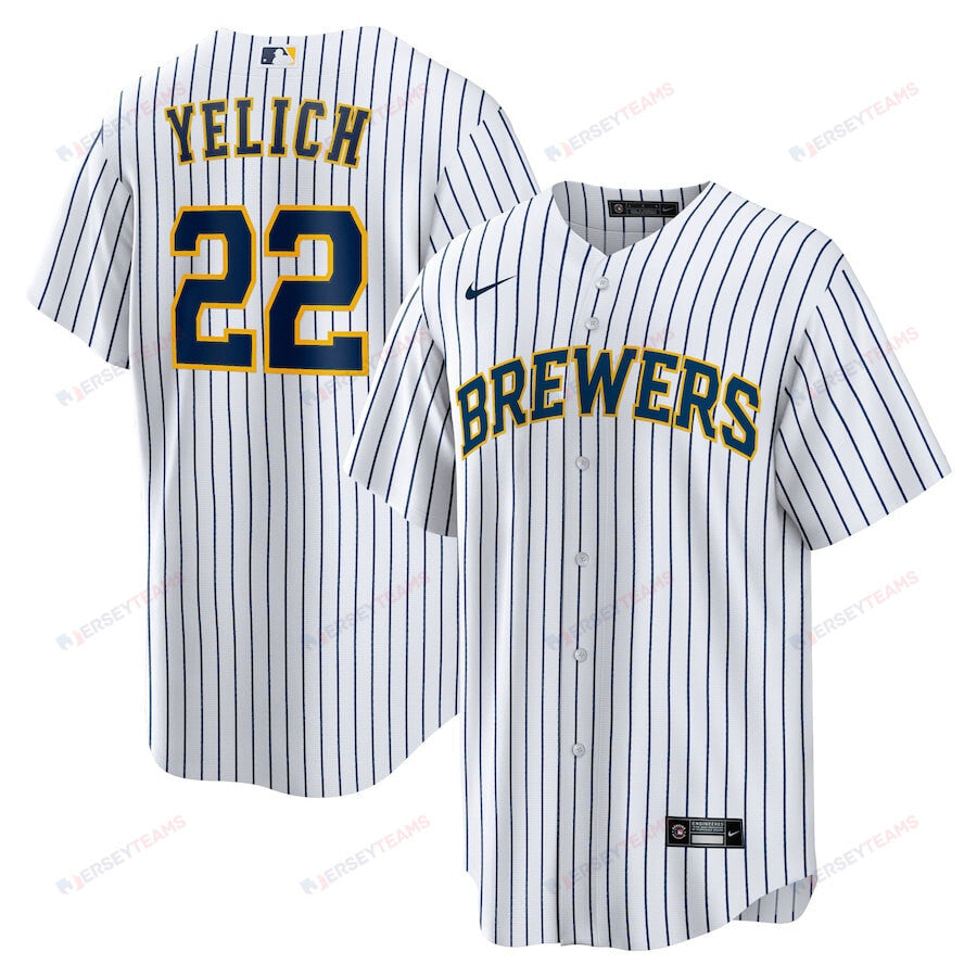 Christian Yelich 22 Milwaukee Brewers Alternate Player Men Jersey - White
