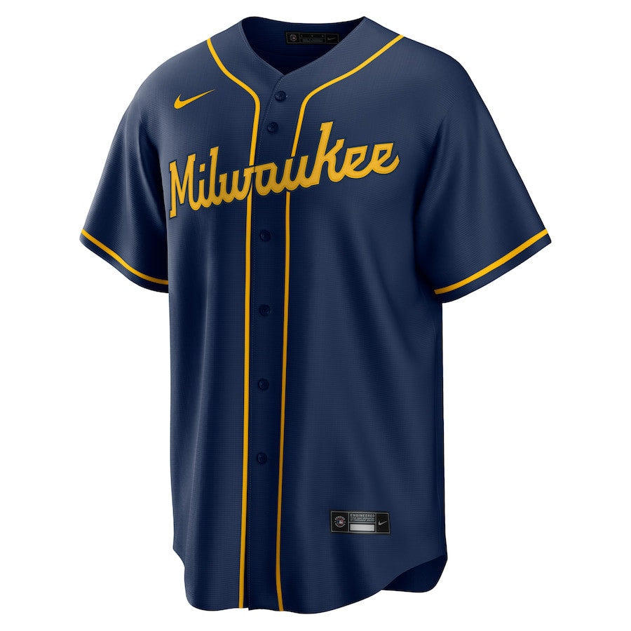 Christian Yelich 22 Milwaukee Brewers Alternate Player Men Jersey - Navy