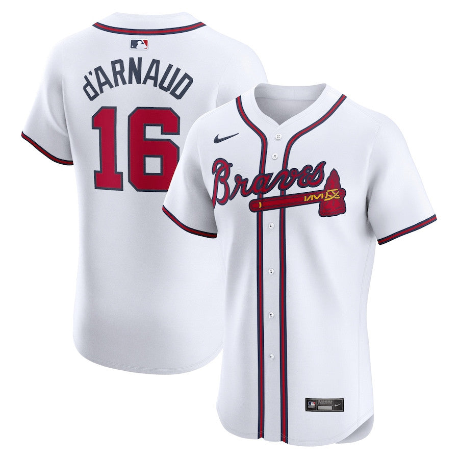 Travis d'Arnaud 16 Atlanta Braves Home Elite Player Men Jersey - White
