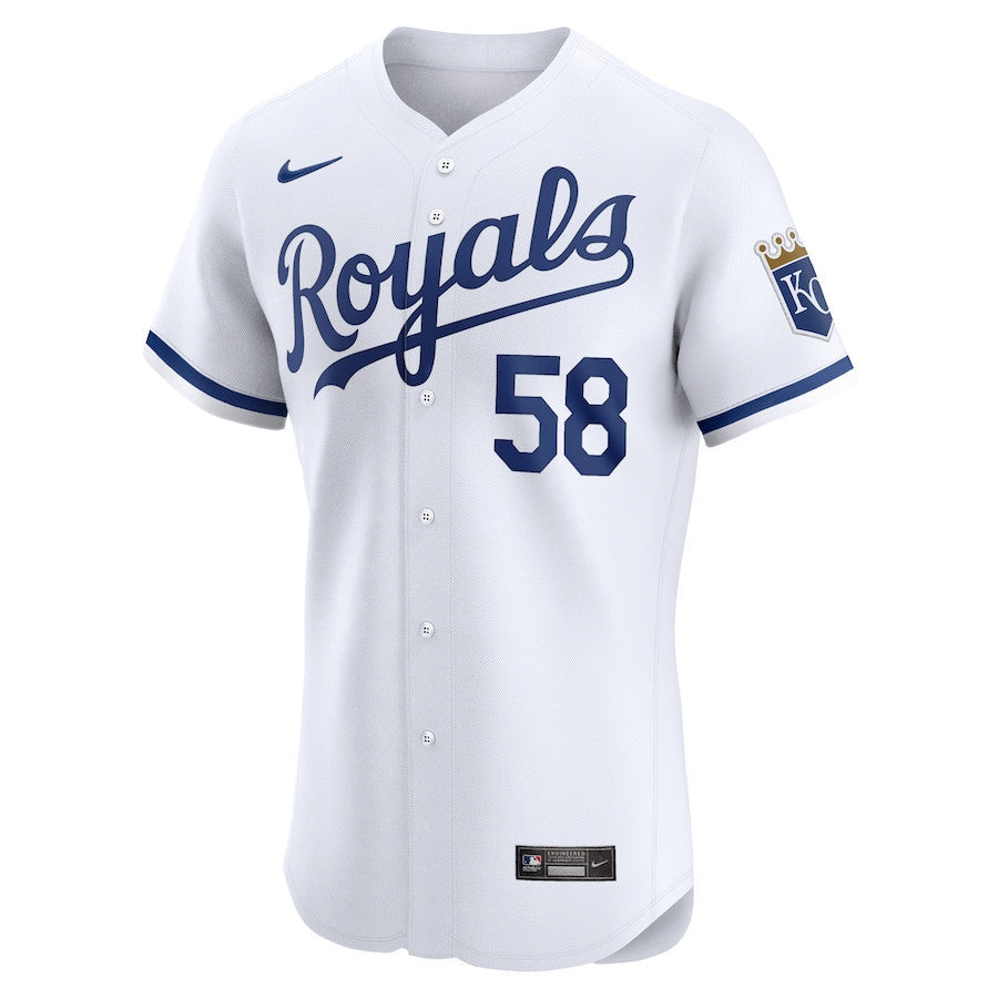 John McMillon 58 Kansas City Royals Home Elite Player Men Jersey - White