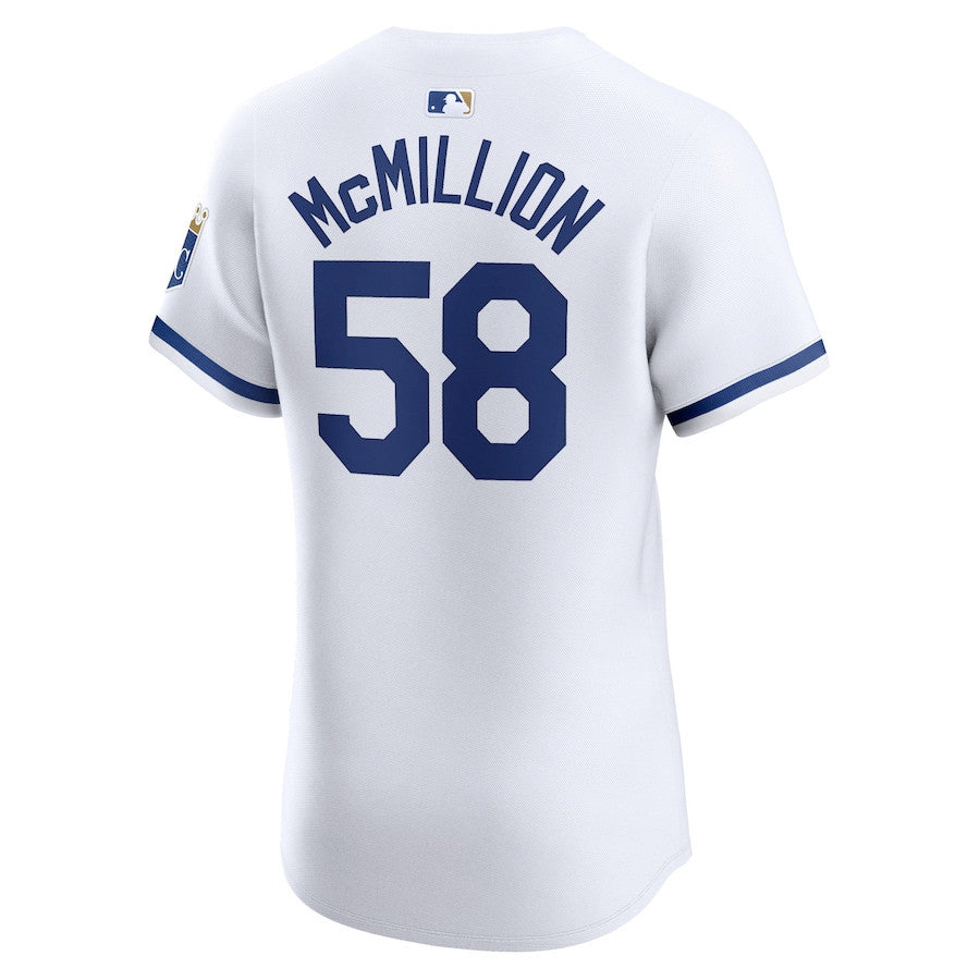 John McMillon 58 Kansas City Royals Home Elite Player Men Jersey - White