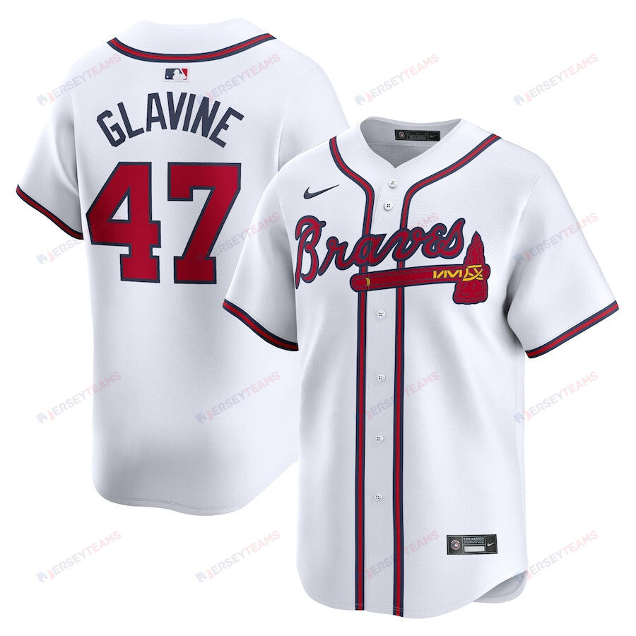 Tom Glavine 47 Atlanta Braves Home Limited Player Men Jersey - White