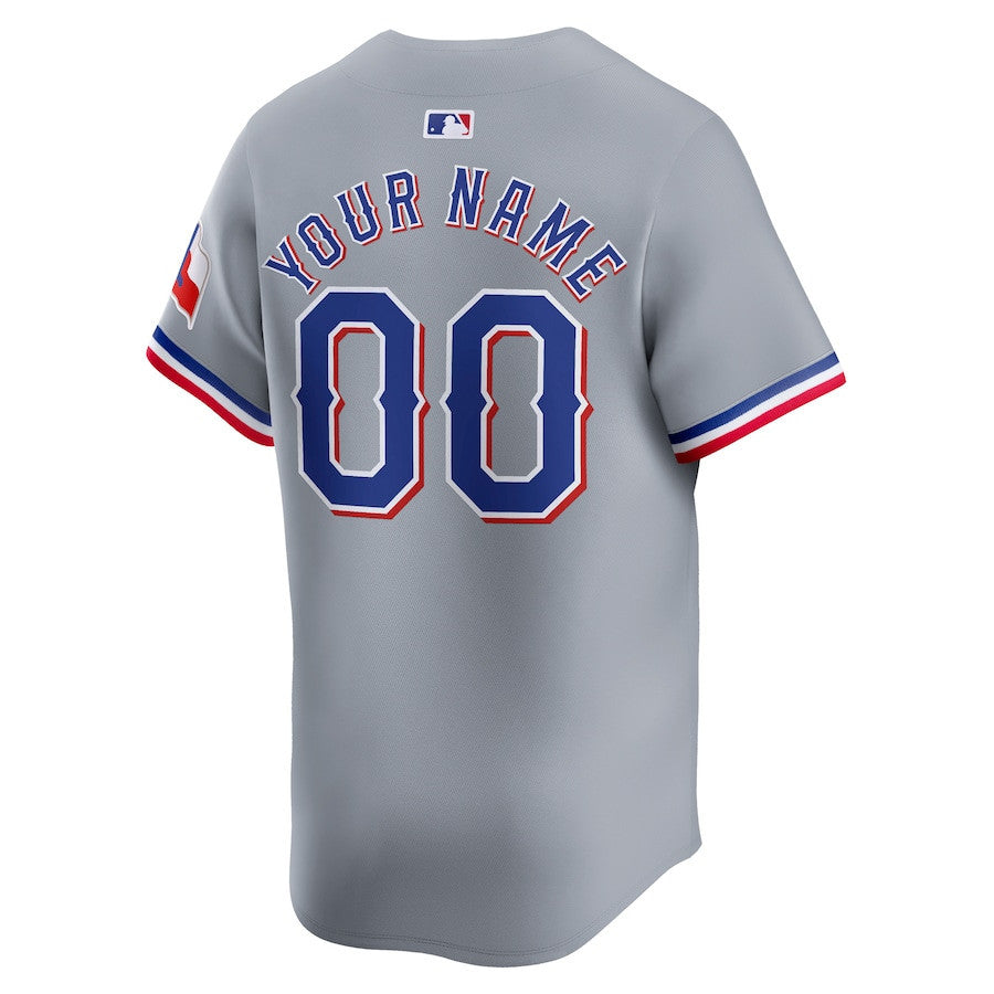 Texas Rangers Away Limited Custom Men Jersey - Gray