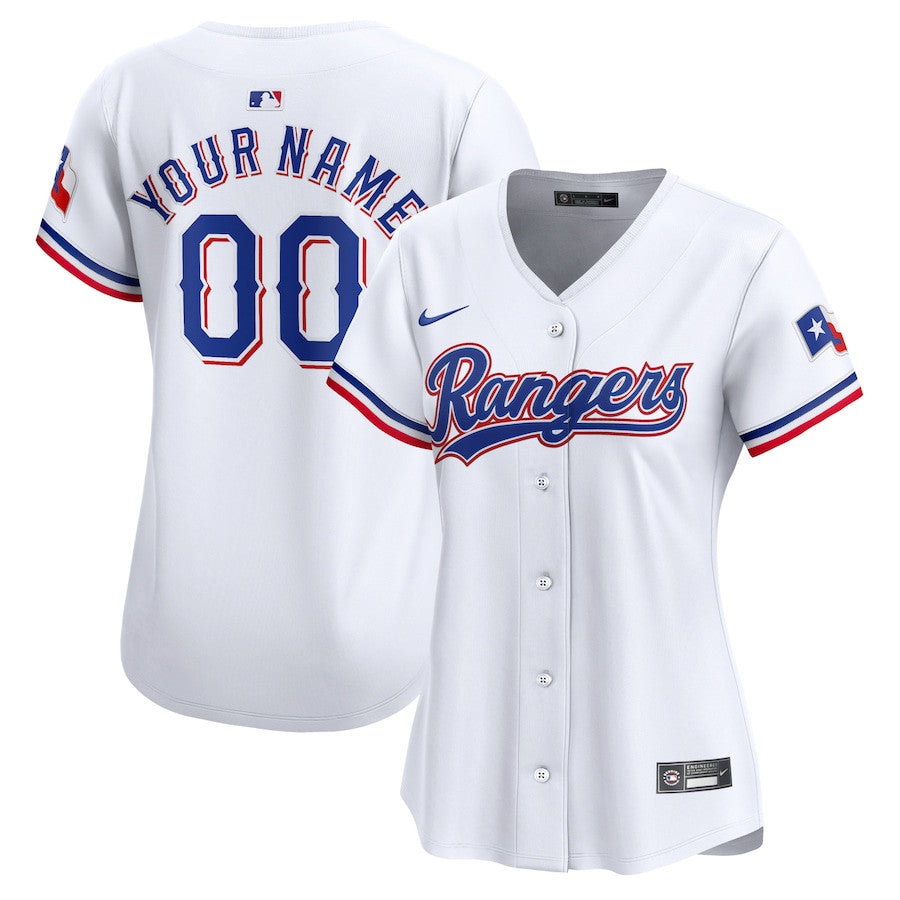 Texas Rangers Women Home Limited Player Custom Jersey - White