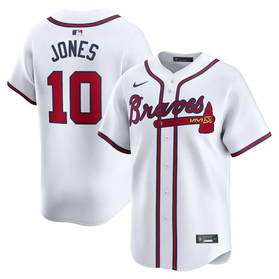 Chipper Jones 10 Atlanta Braves Home Limited Player Men Jersey - White