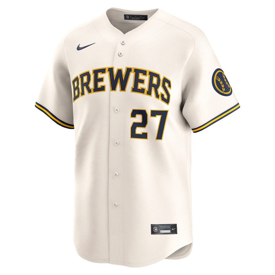 Willy Adames 27 Milwaukee Brewers Home Limited Player Men Jersey - Cream