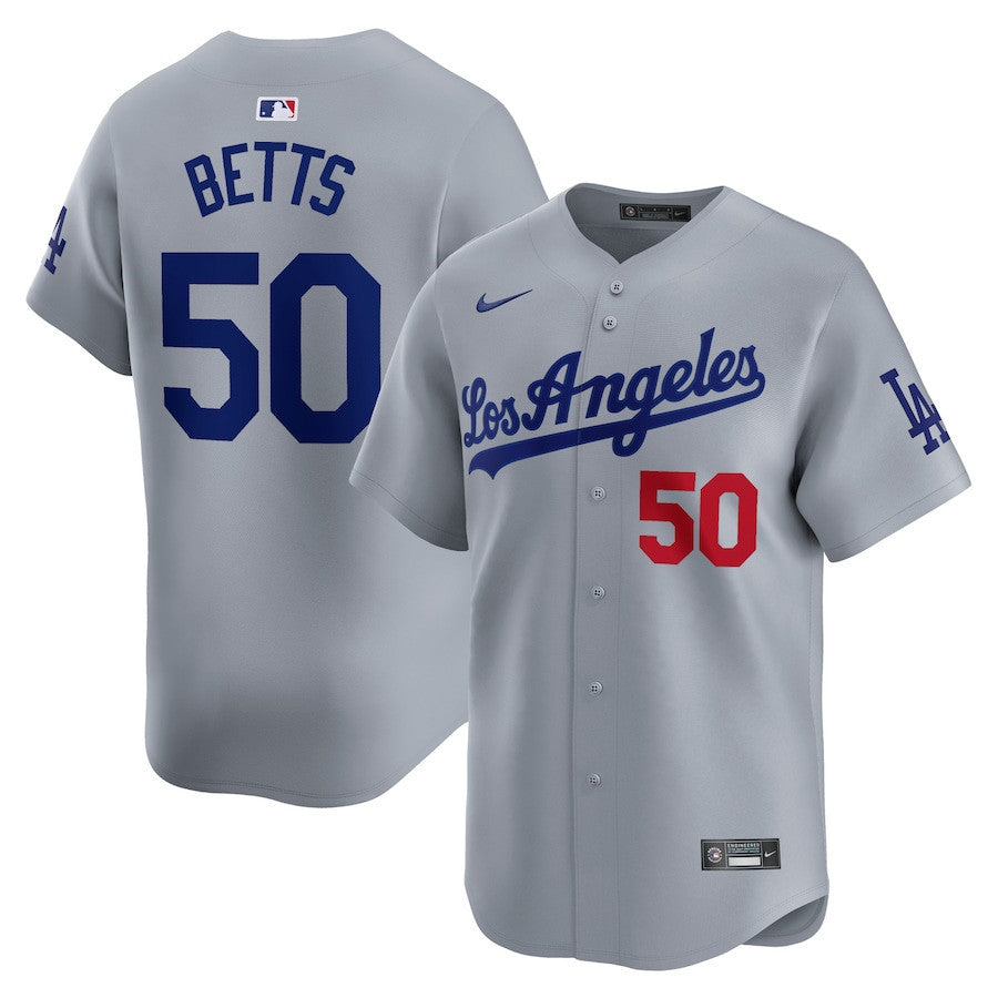 Mookie Betts 50 Los Angeles Dodgers Away Limited Player Men Jersey - Gray
