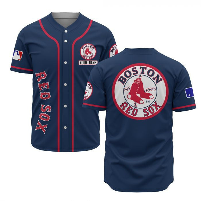 Boston Red Sox Custom Name Baseball Jersey - Navy