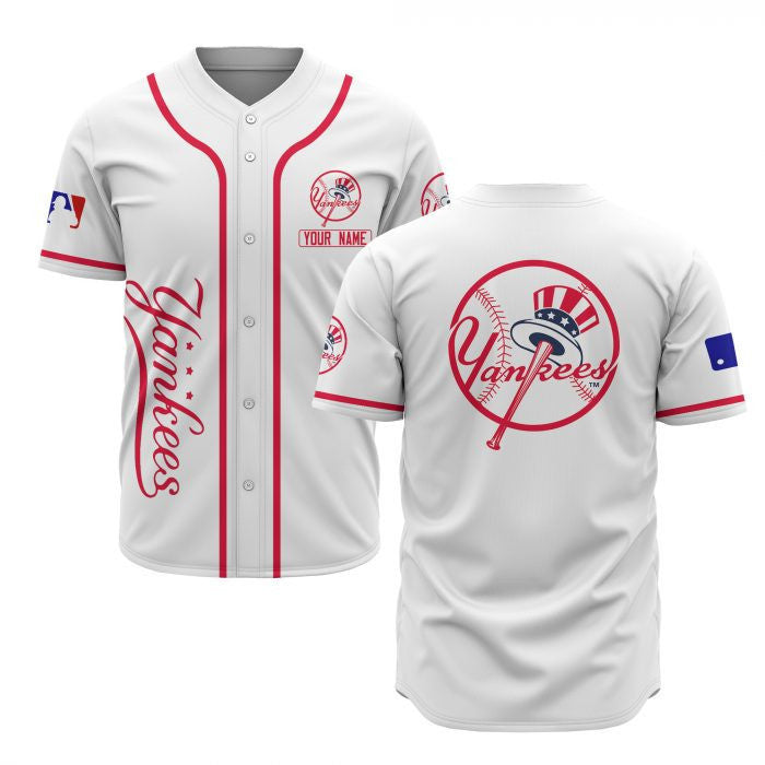 New York Yankees Custom Name Baseball Jersey - White