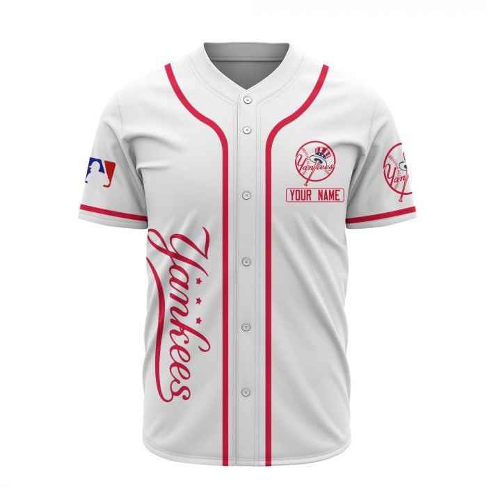 New York Yankees Custom Name Baseball Jersey - White